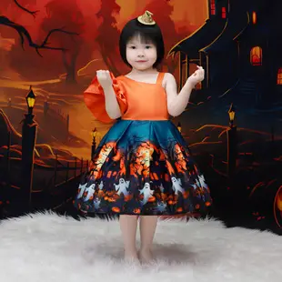 Halloween Girl's Costume Dress with Bat Print — feature 4