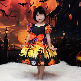 Halloween Girl's Costume Dress with Bat Print — feature 5