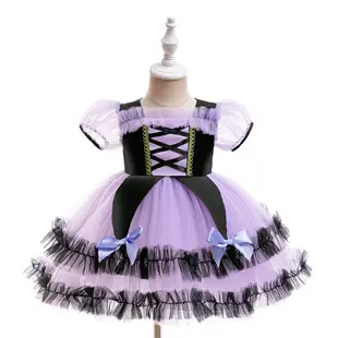 Halloween Girl's Costume Dress with Bat Print — feature 7