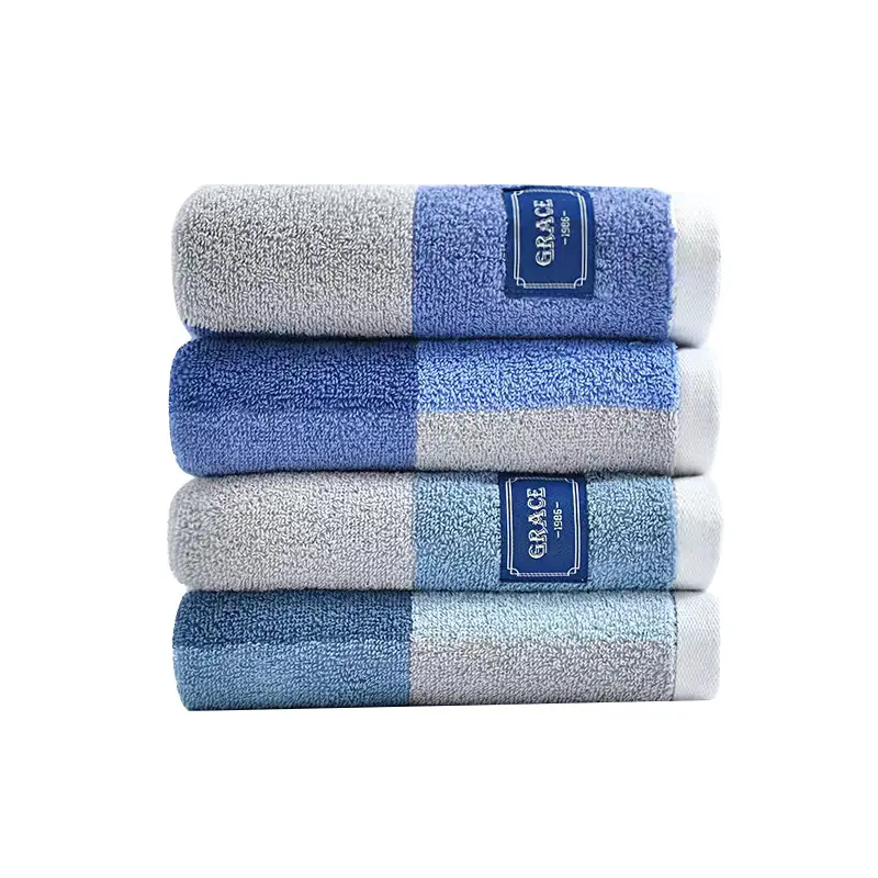 Jielia Pure Cotton Blue Checkered Towel - Image 7