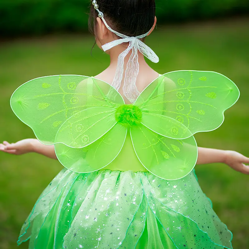 Green Fairy Elf Dress for Girls Halloween Costume