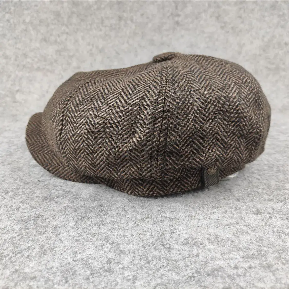 Men's Brown Herringbone Cap Large Circumference - Image 4