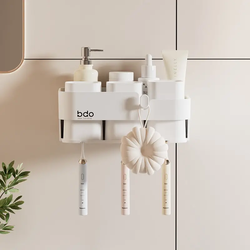 Wall-Mounted Electric Toothbrush Rack with Mouthwash Cup - Image 4