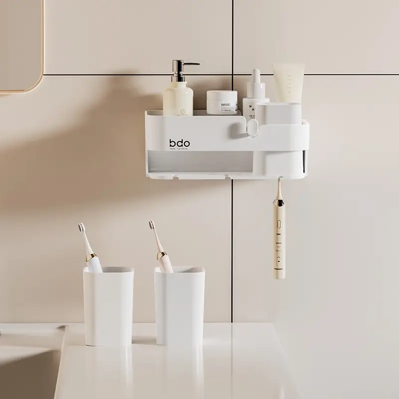 Wall-Mounted Electric Toothbrush Rack with Mouthwash Cup - Image 5