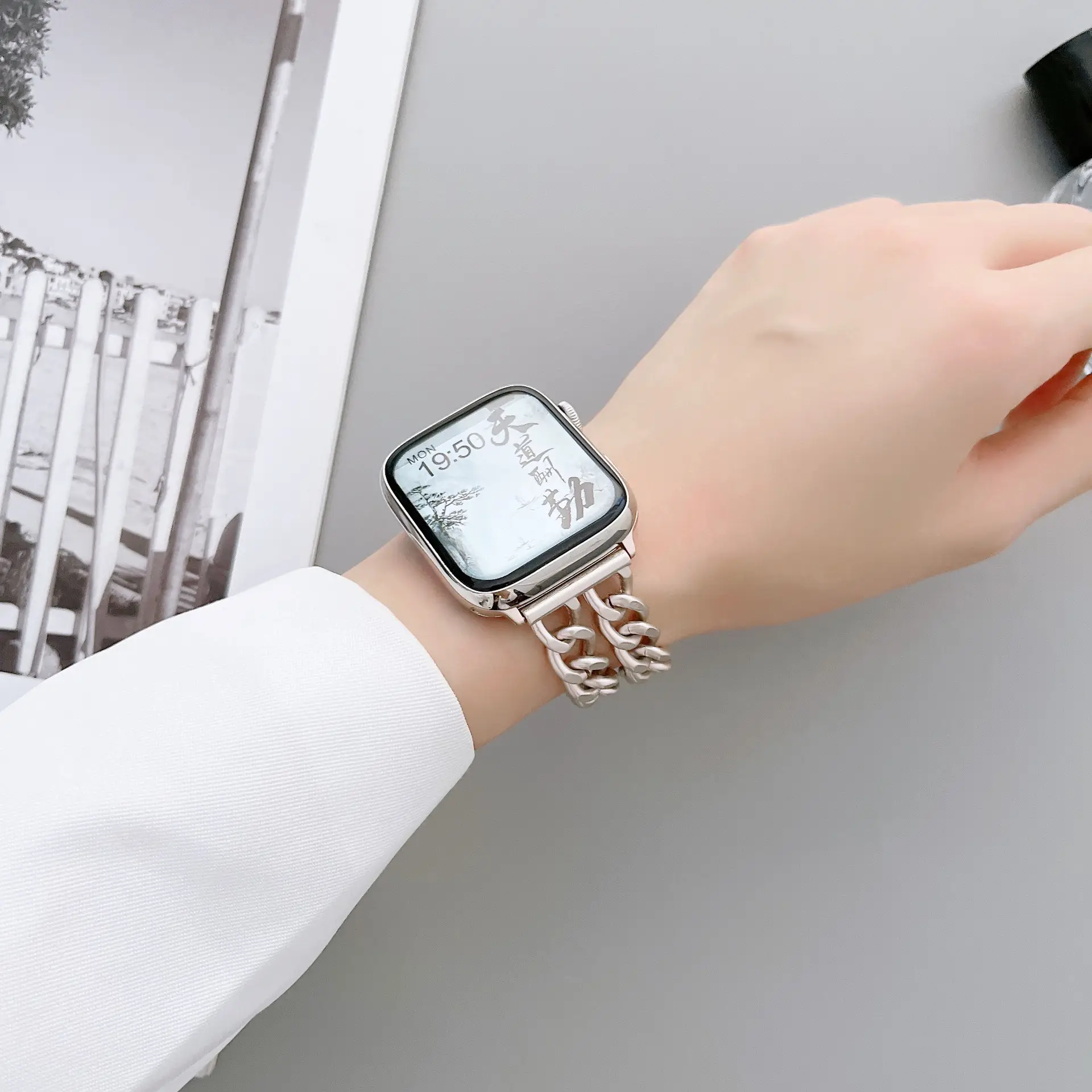 Stainless Steel Watch for Apple Watch iWatch 1-10 Gen Starlight Series - Image 5