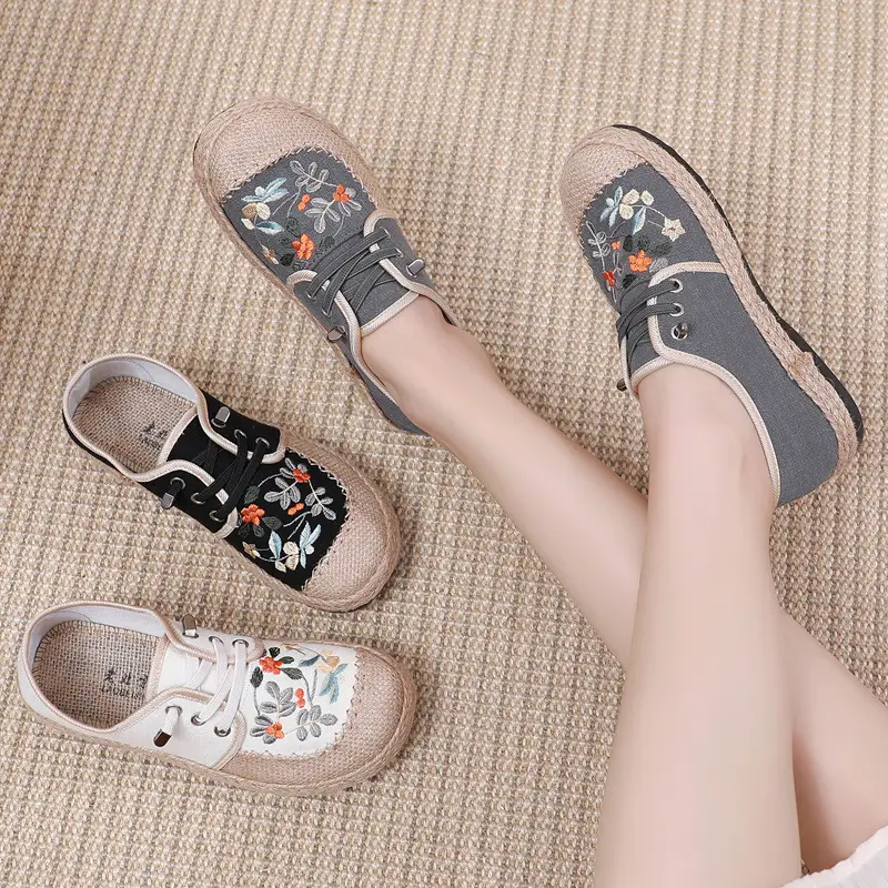 Spring and Autumn New Fisherman Shoes Old Beijing Cloth Shoes Women's Ethnic Style Embroidered Shoes Slip-on Lazy Casual Big Head Shoes - Image 6