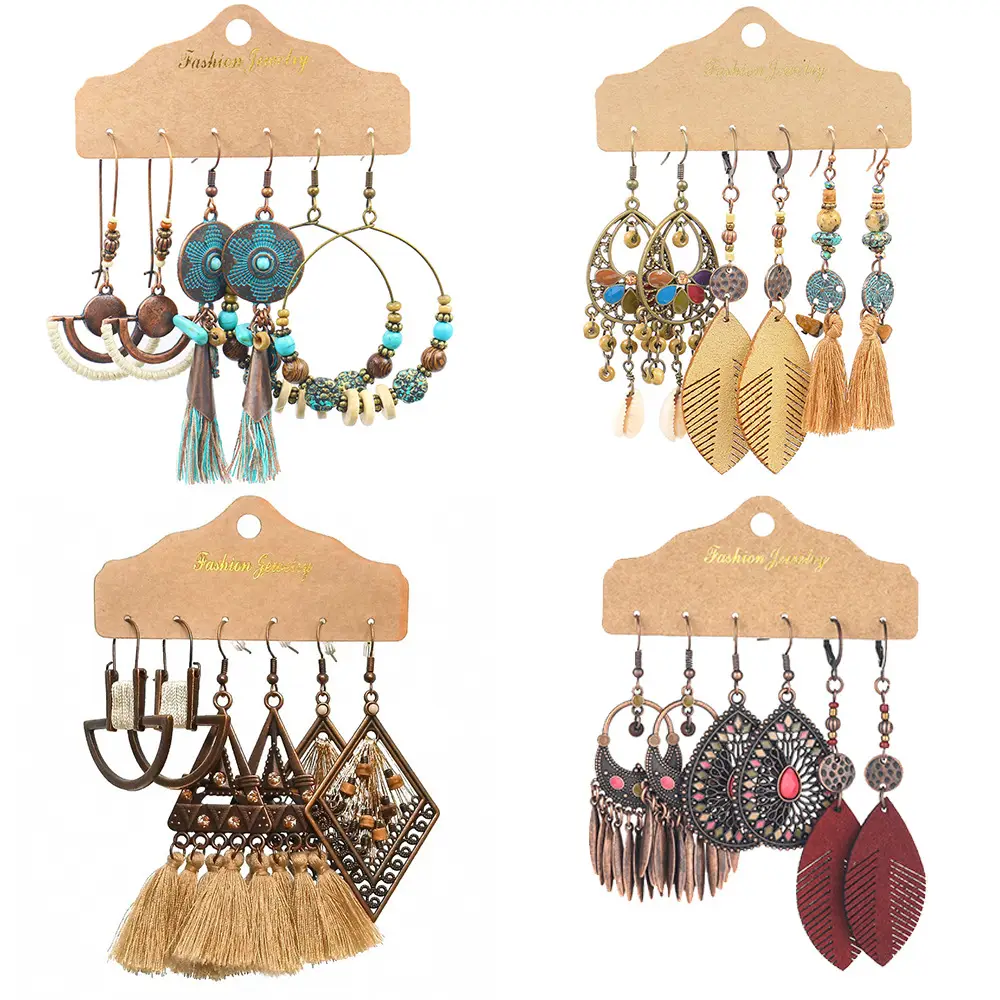 European & American Cross-Border Tassel Earrings Set