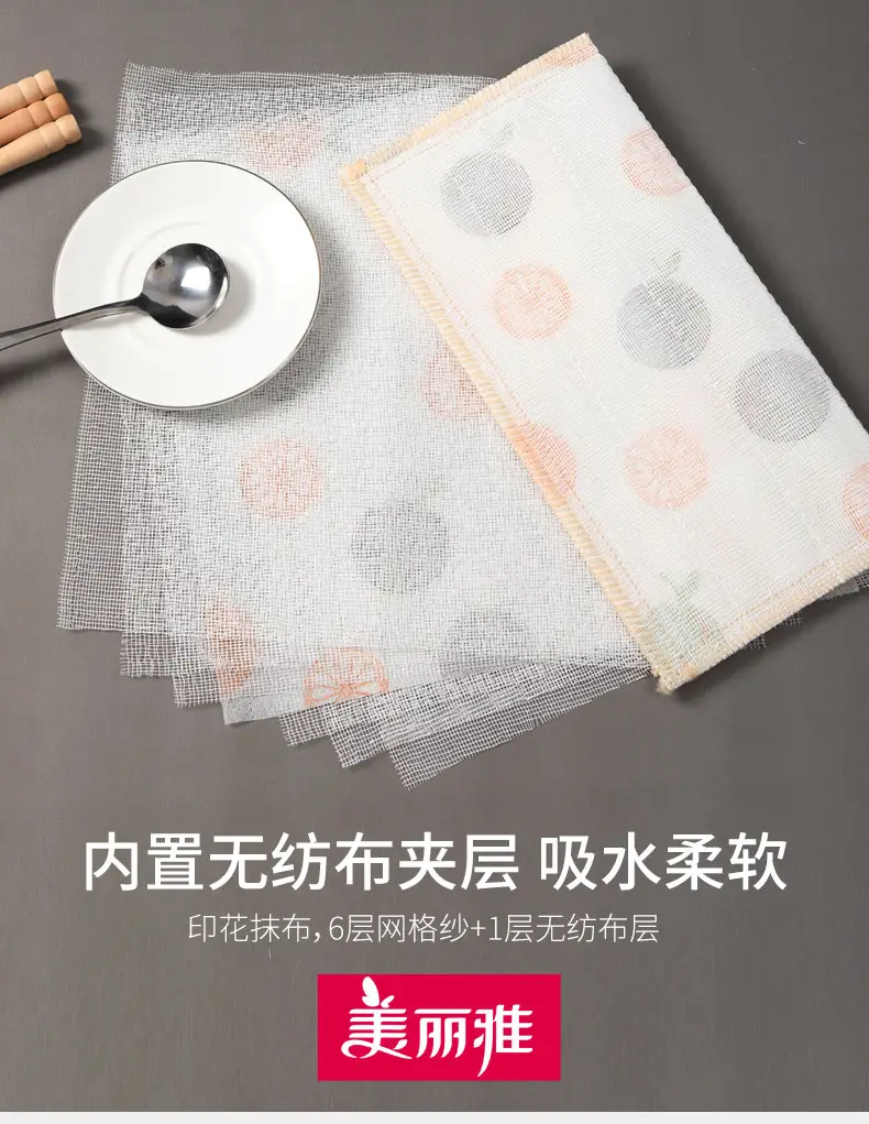 Meiliya Printed Dishcloth 3-in-1 Dishwashing Towel Scouring — feature 2