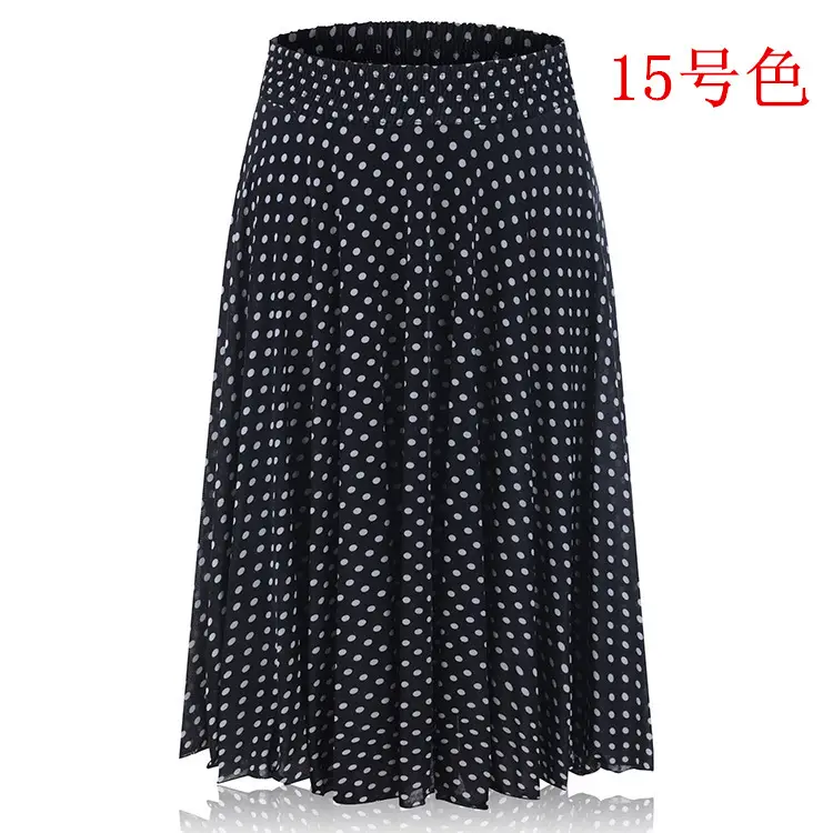 34 Color Ice Silk Floral Mid Skirt Elastic Waist — feature 10