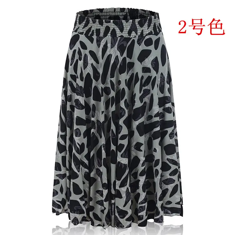 34 Color Ice Silk Floral Mid Skirt Elastic Waist — feature 2