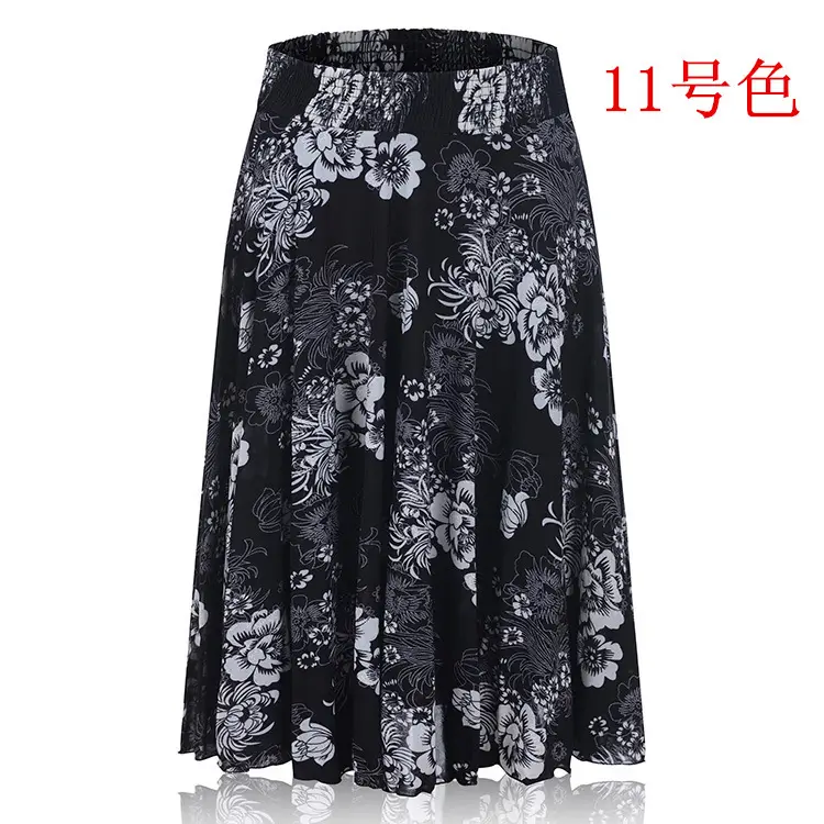 34 Color Ice Silk Floral Mid Skirt Elastic Waist — feature 8