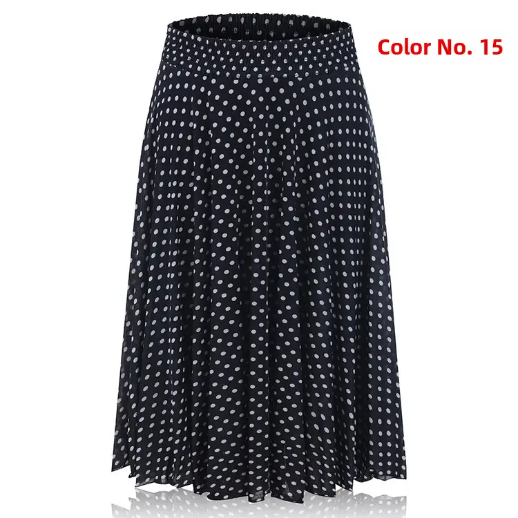 34 Color Ice Silk Floral Mid Skirt Elastic Waist - Image 10