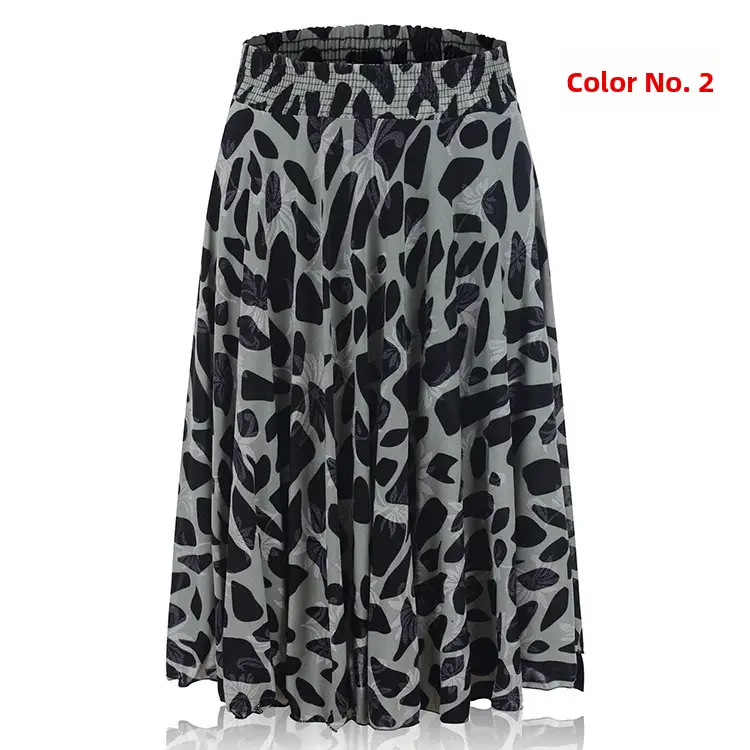 34 Color Ice Silk Floral Mid Skirt Elastic Waist - Image 2