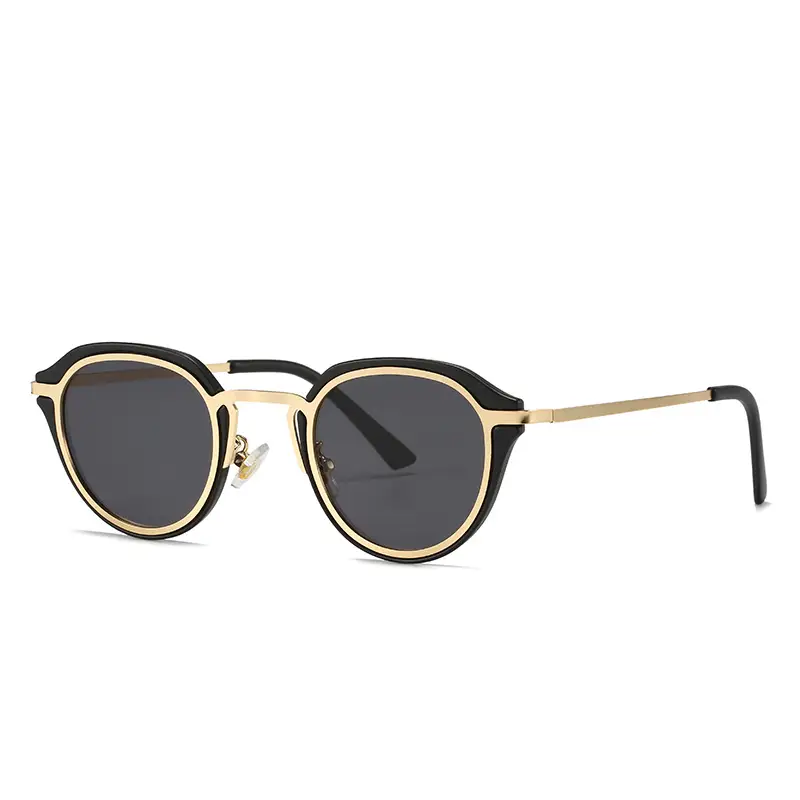 Oval Frame Sunglasses Black Green 45° Display - Image 9