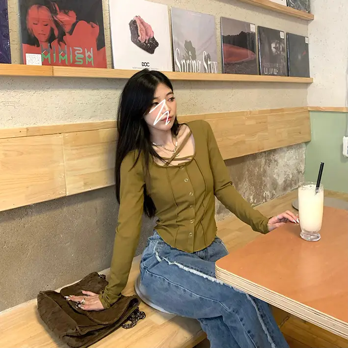 Women Slim Fit Ribbed Long Sleeve Top Grey 2025 — feature 22