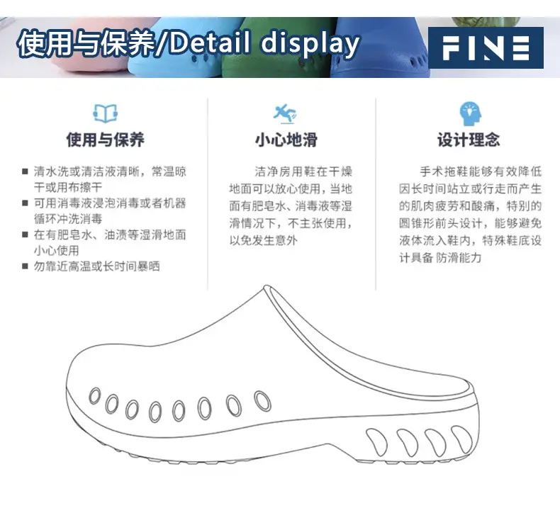 Operating Room Slippers Cut Out Non-Slip Clean Room Liquid Flats Bottom Drip Baotou Eva Soft Bottom Odorless Wholesale — feature 20