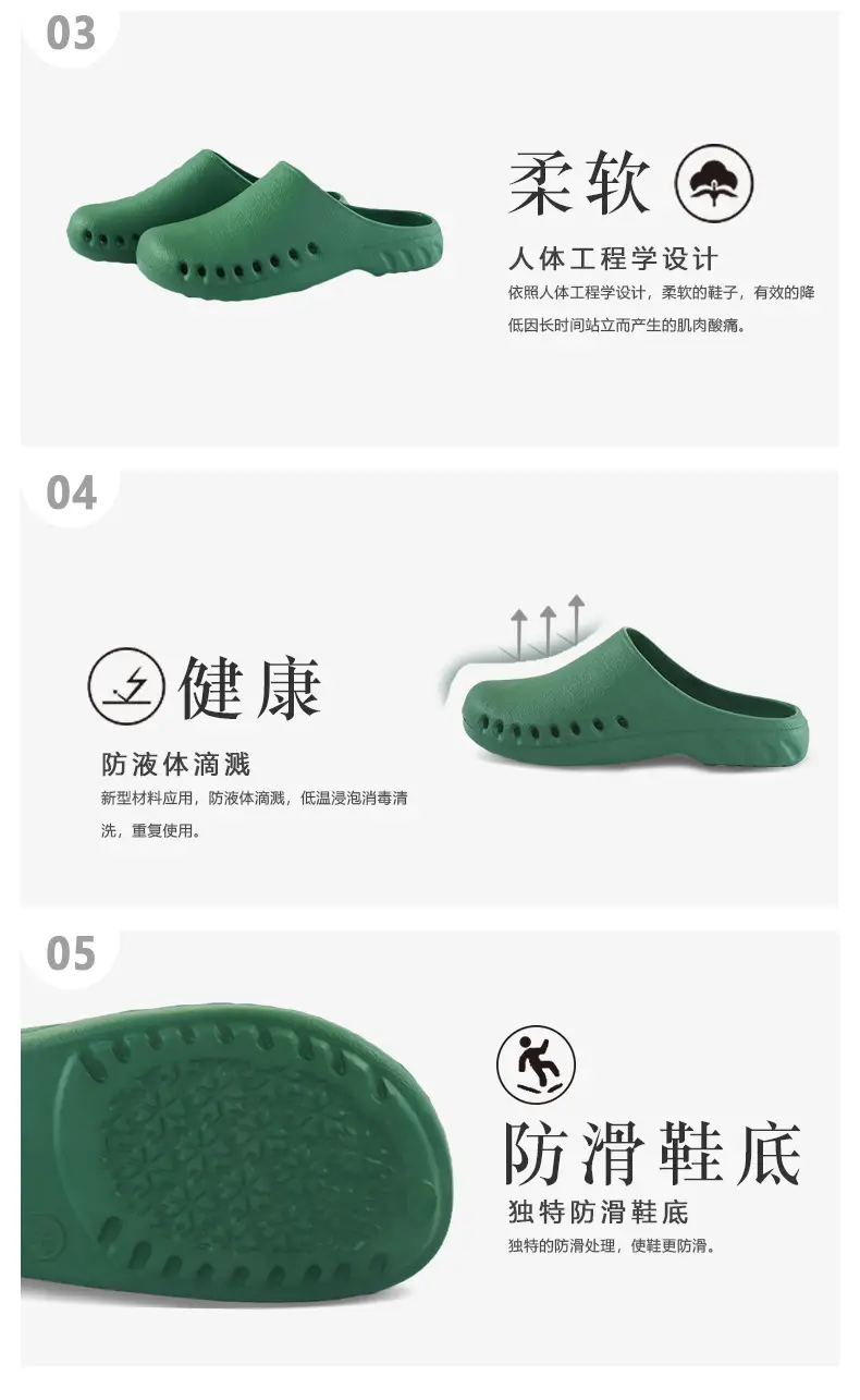 Operating Room Slippers Cut Out Non-Slip Clean Room Liquid Flats Bottom Drip Baotou Eva Soft Bottom Odorless Wholesale — feature 6