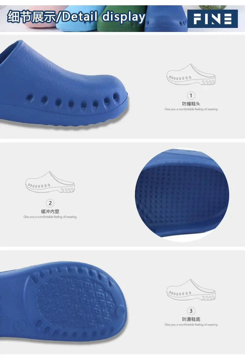 Operating Room Slippers Cut Out Non-Slip Clean Room Liquid Flats Bottom Drip Baotou Eva Soft Bottom Odorless Wholesale — feature 8