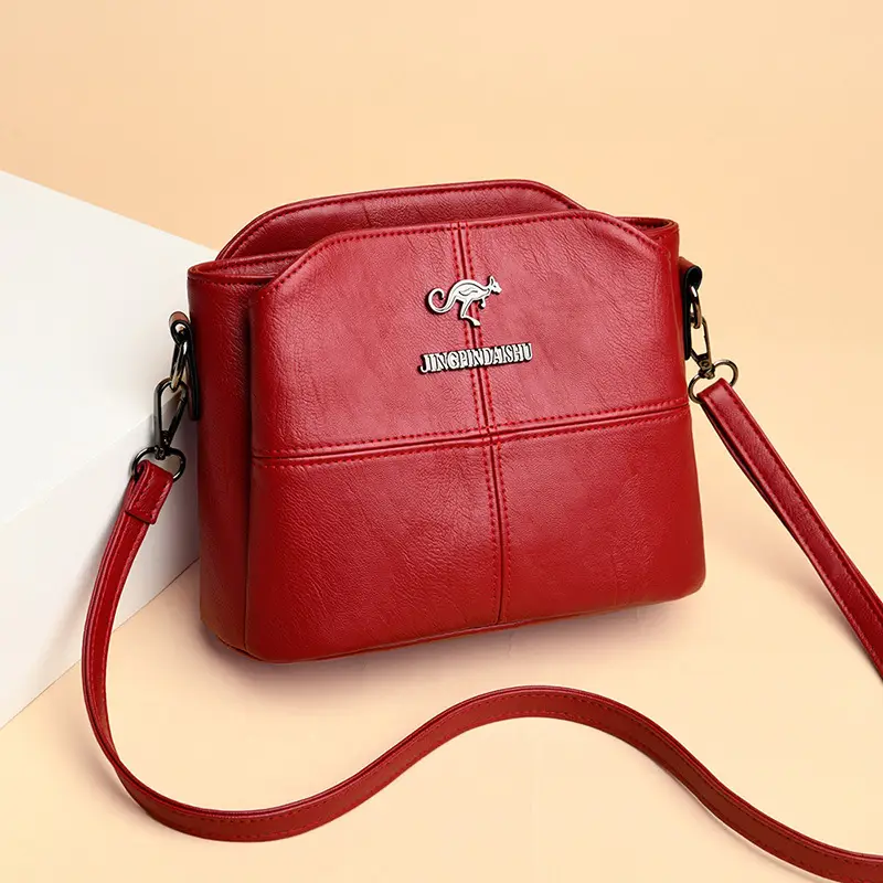 Green Leather Shoulder Messenger Bag for Women