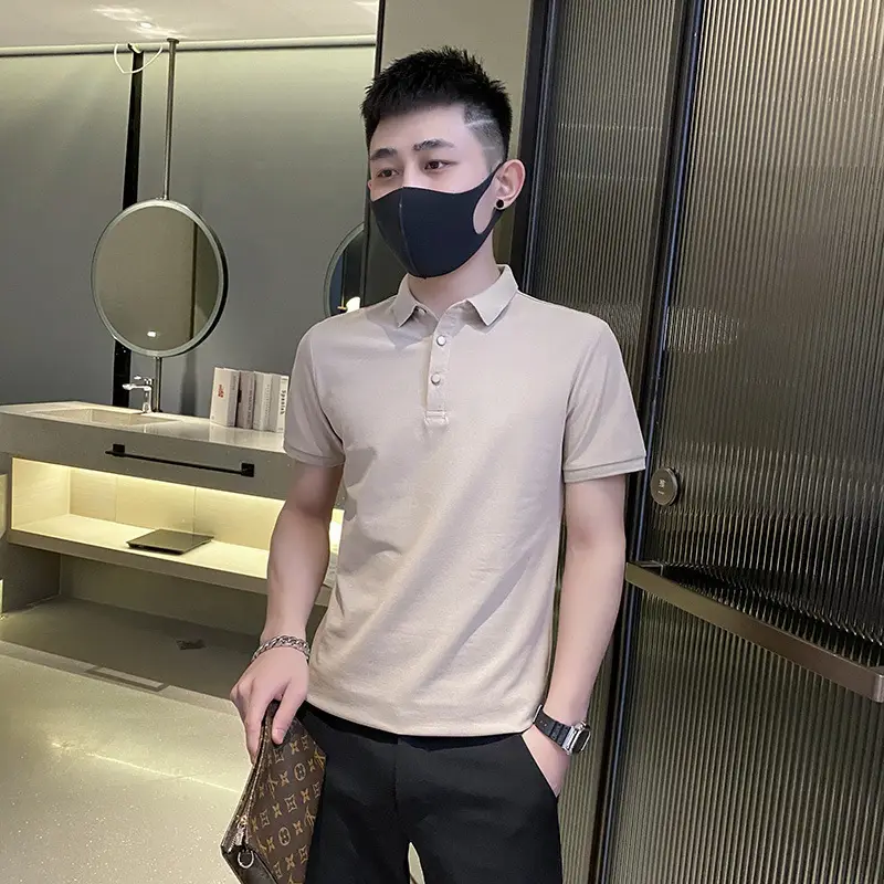 Men's Beige Polo T-Shirt Summer Duffian Handsome - Image 2