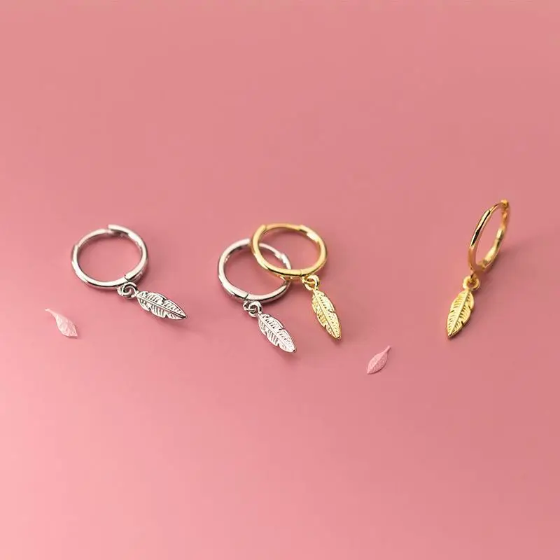 S925 Silver Leaf Sweet Ear Buckle Korean Style - Image 2