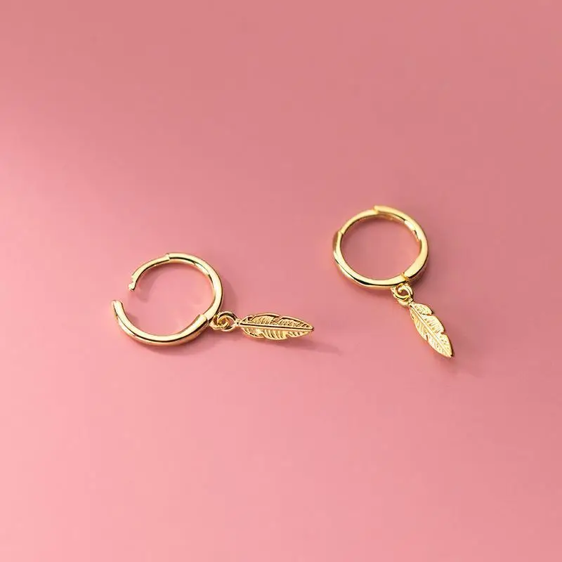 S925 Silver Leaf Sweet Ear Buckle Korean Style - Image 5