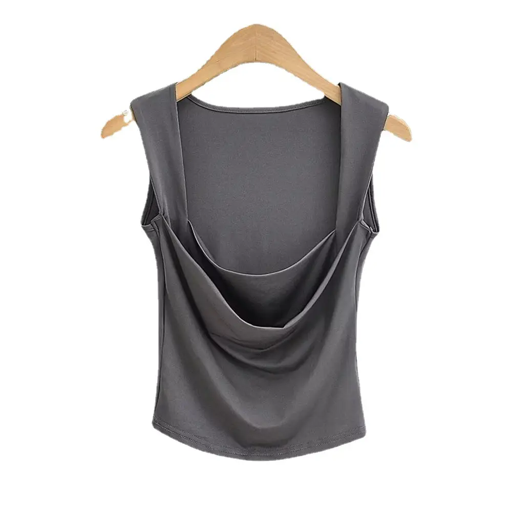 Women's Sleeveless V-Neck Vest Solid Color Elastic Summer