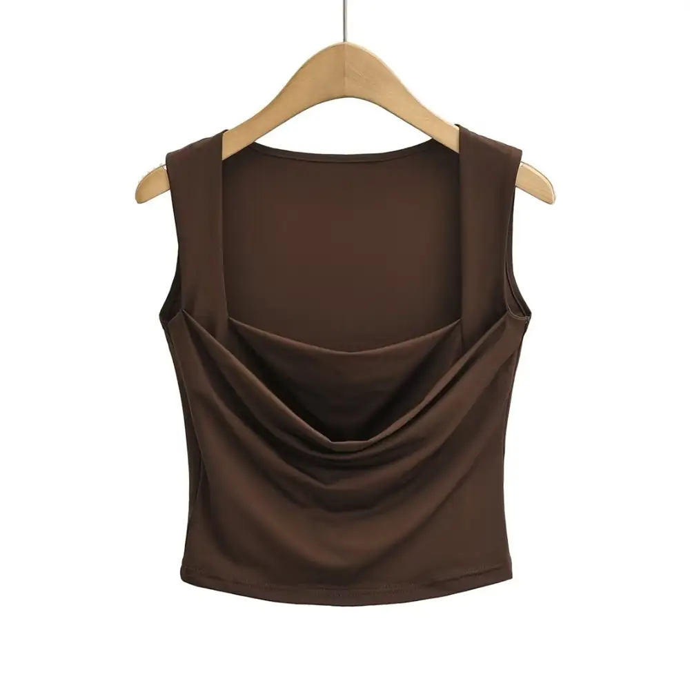 Women's Sleeveless V-Neck Vest Solid Color Elastic Summer