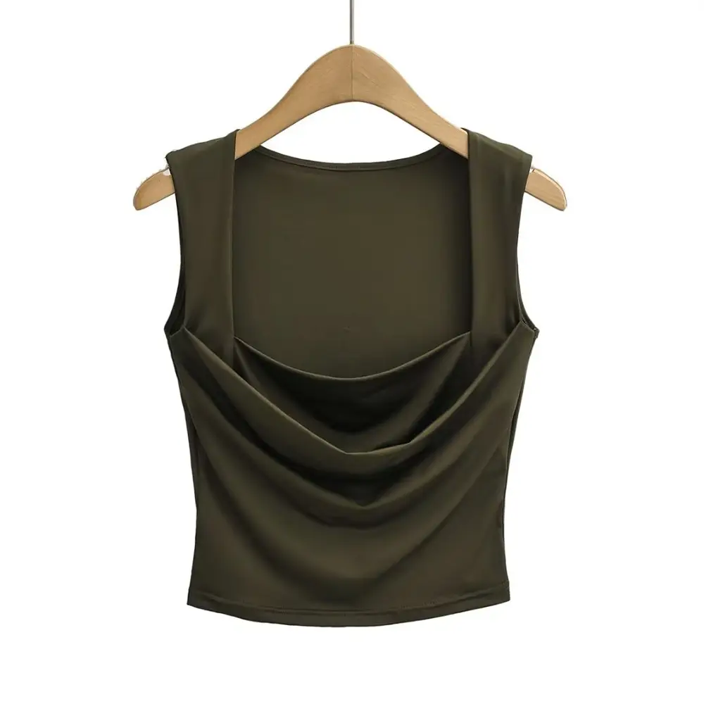 Women's Sleeveless V-Neck Vest Solid Color Elastic Summer