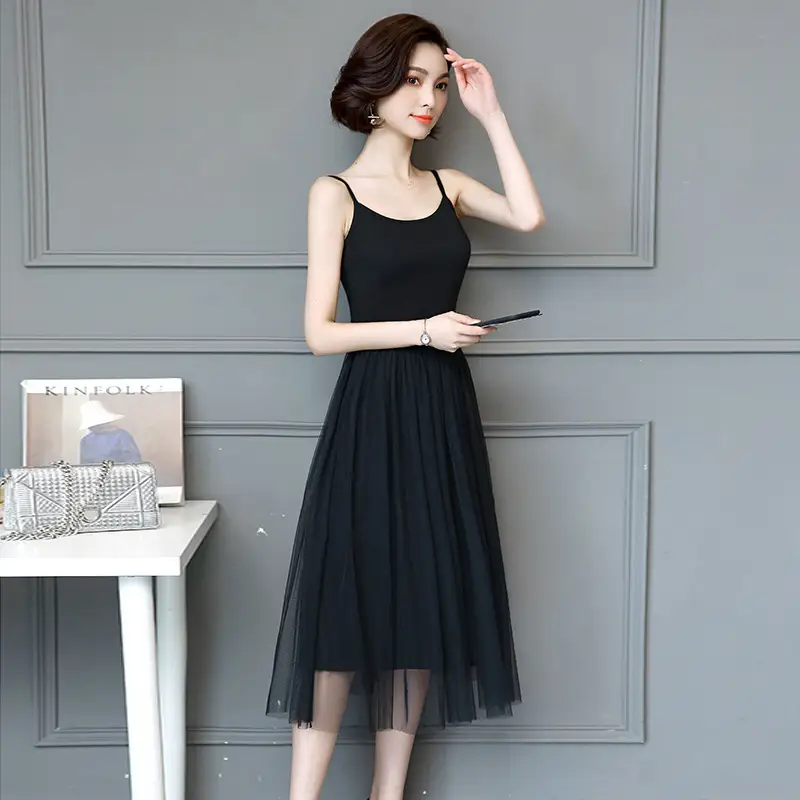 Black Halter Skirt Vest Dress for Women Summer - Image 4