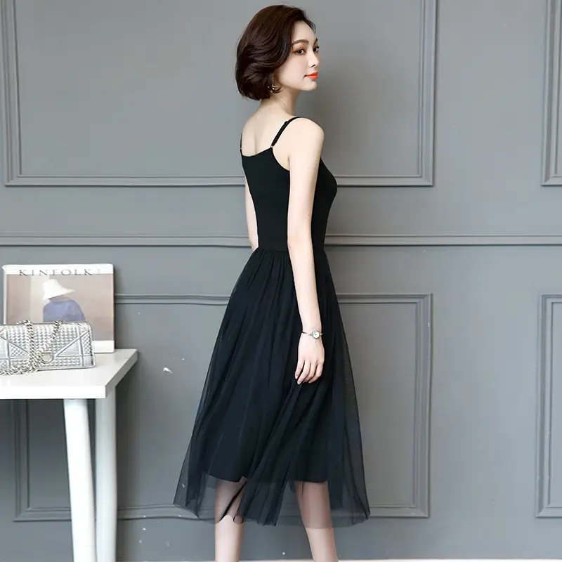 Black Halter Skirt Vest Dress for Women Summer - Image 5