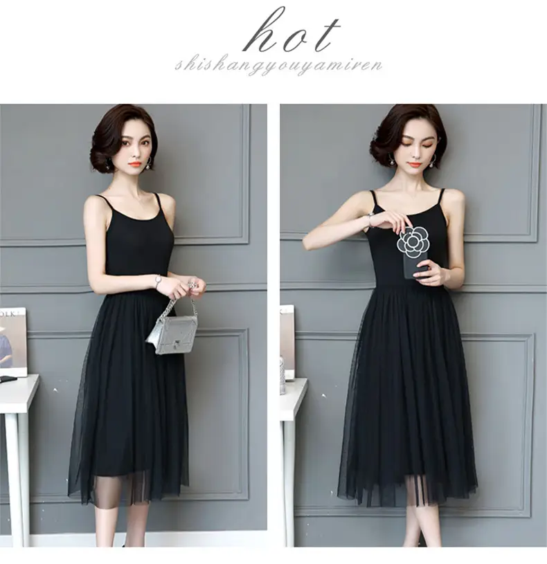 Black Halter Skirt Vest Dress for Women Summer — feature 13
