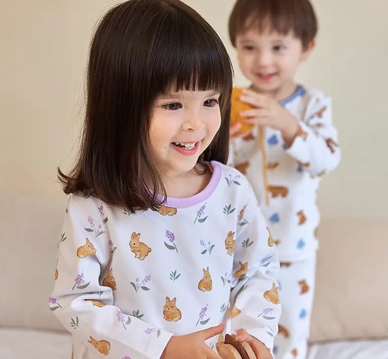Children's Cotton Bear Print Sleepwear Set — feature 2