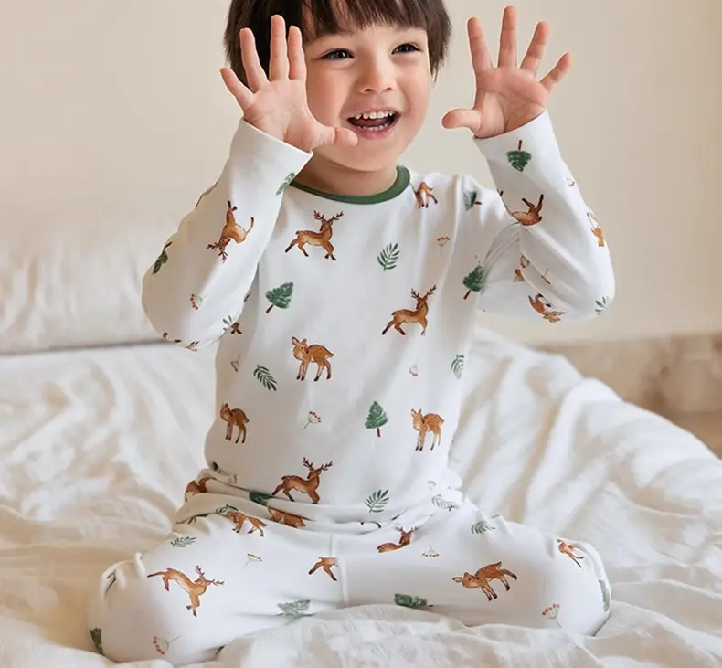 Children's Cotton Bear Print Sleepwear Set — feature 9