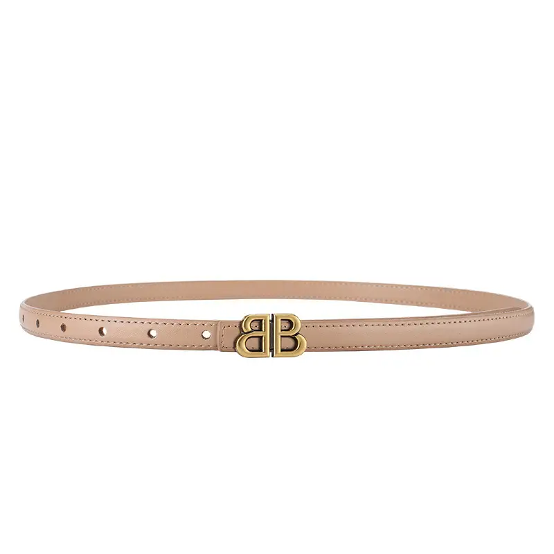 New Leather Belt Women Textured Cowhide Oval Buckle - Image 10