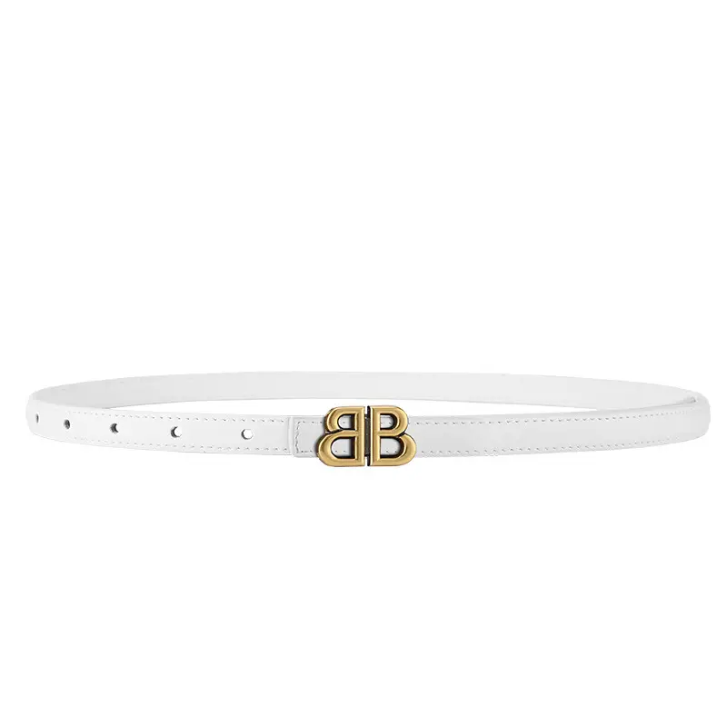 New Leather Belt Women Textured Cowhide Oval Buckle - Image 11