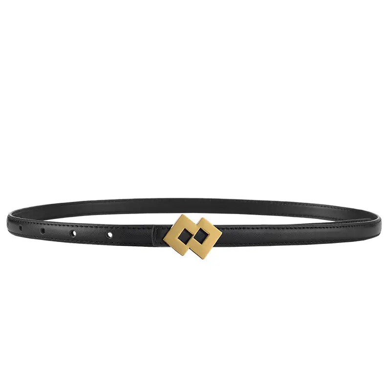 New Leather Belt Women Textured Cowhide Oval Buckle - Image 13