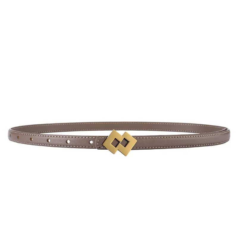 New Leather Belt Women Textured Cowhide Oval Buckle - Image 15