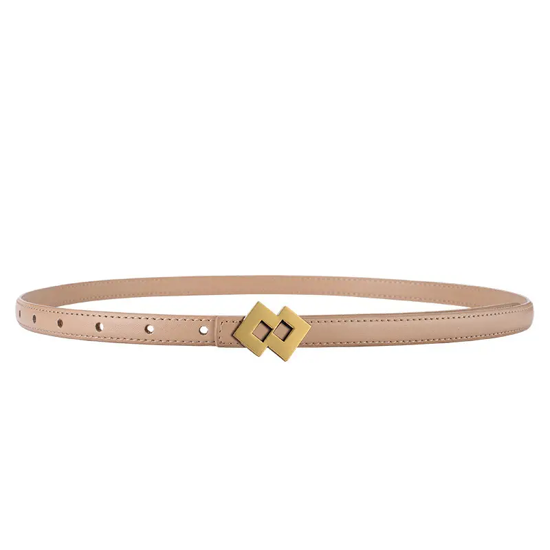 New Leather Belt Women Textured Cowhide Oval Buckle - Image 16