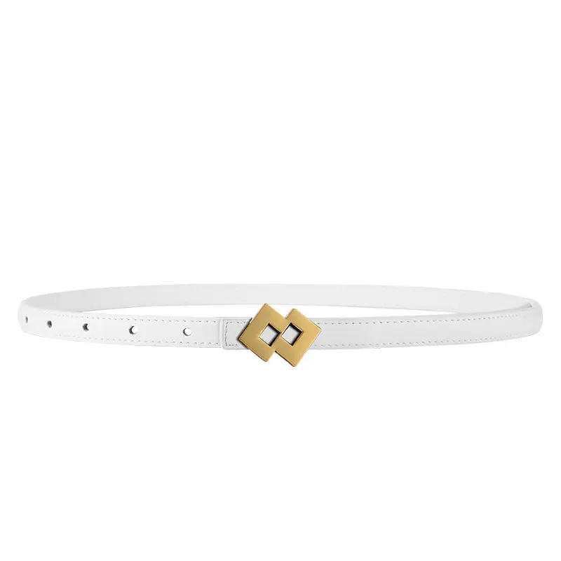 New Leather Belt Women Textured Cowhide Oval Buckle - Image 17