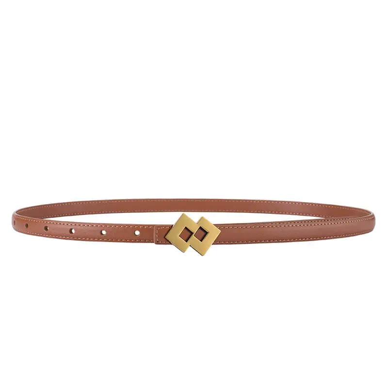 New Leather Belt Women Textured Cowhide Oval Buckle - Image 18