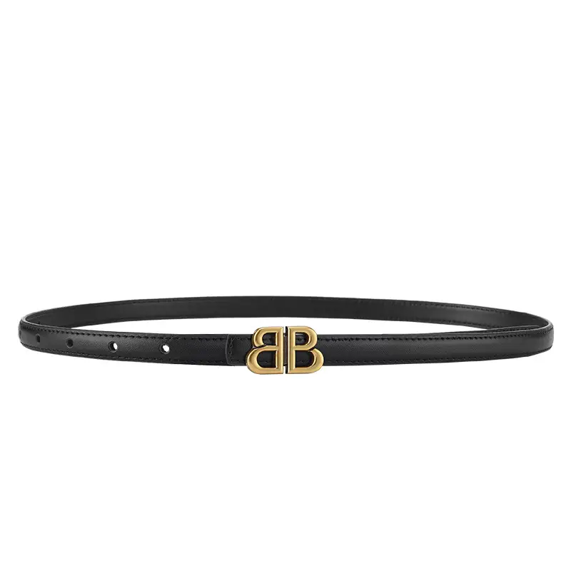 New Leather Belt Women Textured Cowhide Oval Buckle - Image 7