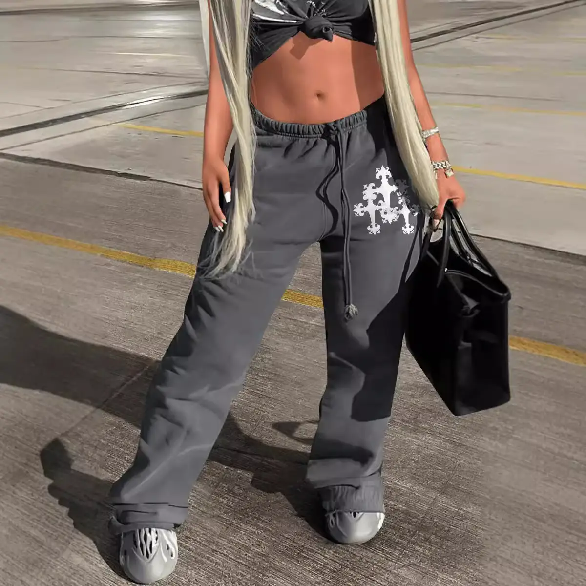 European American Cross-Country Sweatpants Grey Printed - Image 5