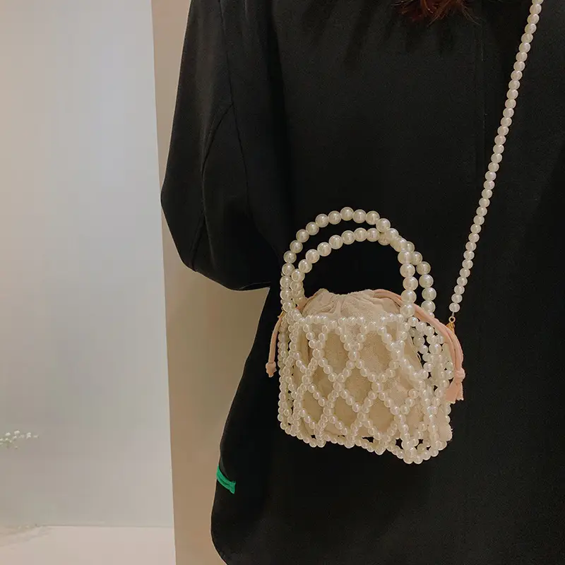 Pearl Crossbody Bag for Women with Hollow Beads Design - Image 4