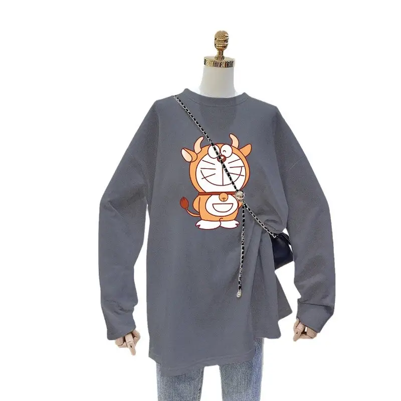 White Cartoon Long Sleeve T-Shirt for Women - Image 13