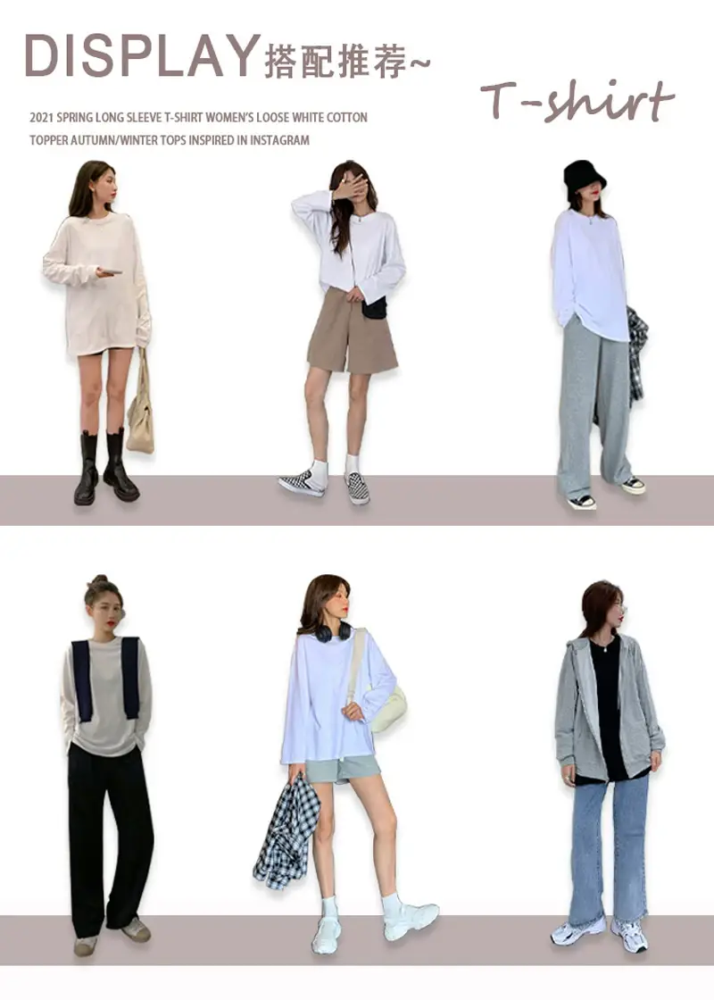 White Cartoon Long Sleeve T-Shirt for Women — feature 6
