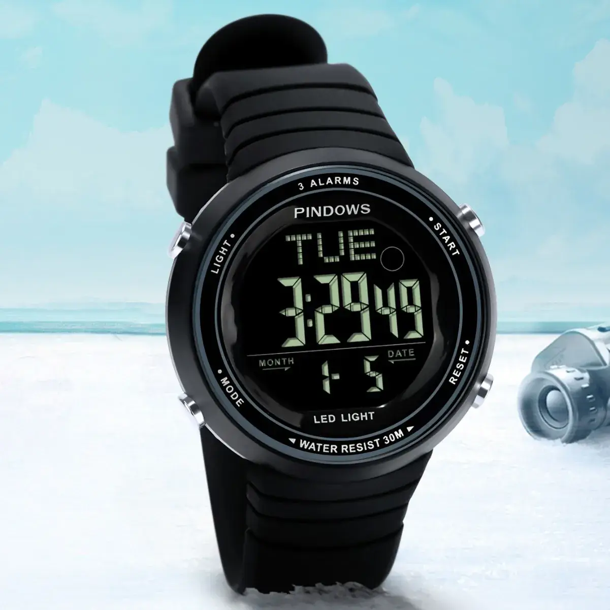 Digital Waterproof Alarm Clock with Red Band - Image 6