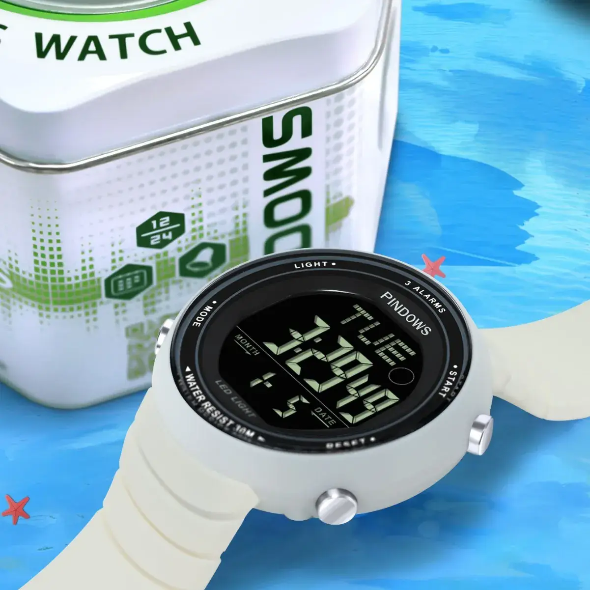 Digital Waterproof Alarm Clock with Red Band - Image 8