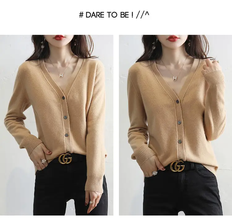 Green Knitted V-Neck Cardigan for Women — feature 11