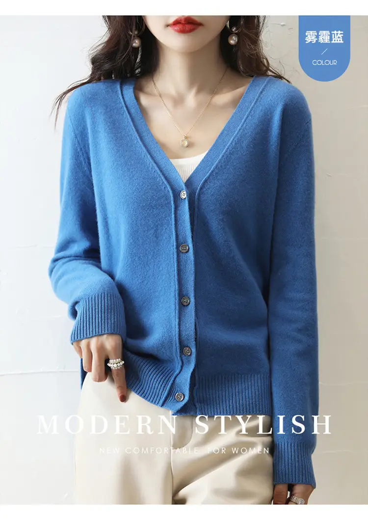 Green Knitted V-Neck Cardigan for Women — feature 13